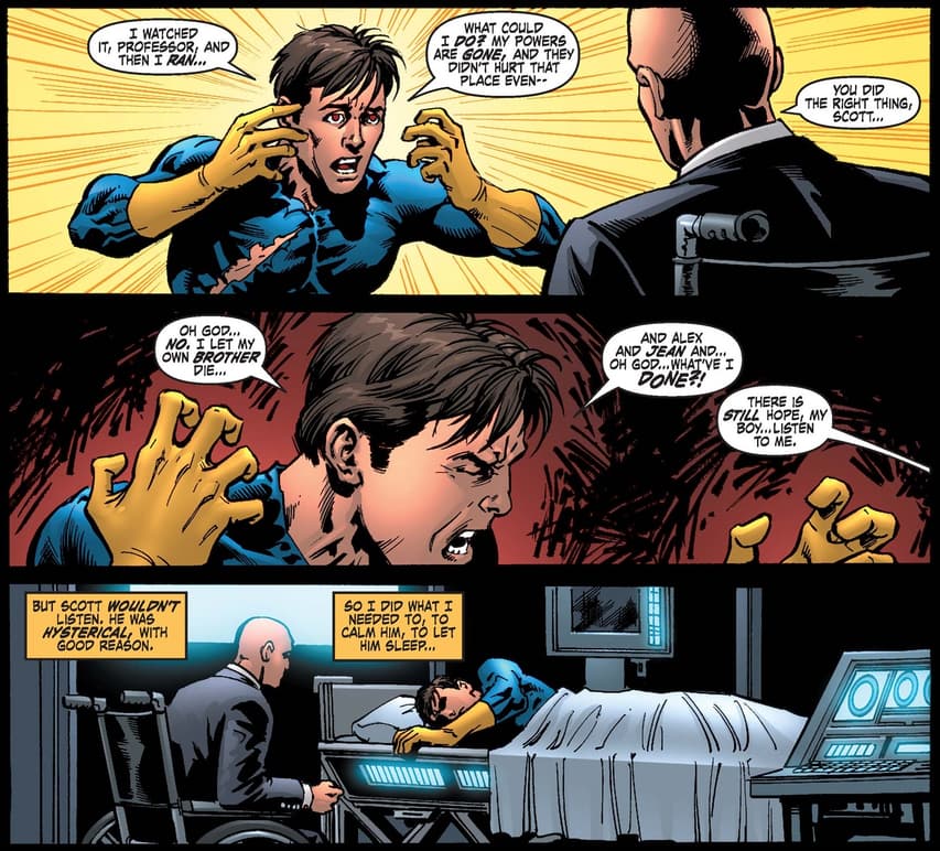 X-MEN: DEADLY GENESIS (2005) #6 page by Ed Brubaker, Trevor Hairsine, Scott Hanna, Val Staples, and Artmonkeys' Dave Lanphear